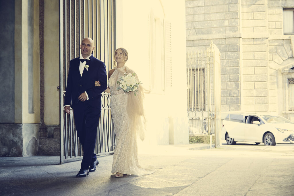 Bride and groom leaving the wedding ceremony together