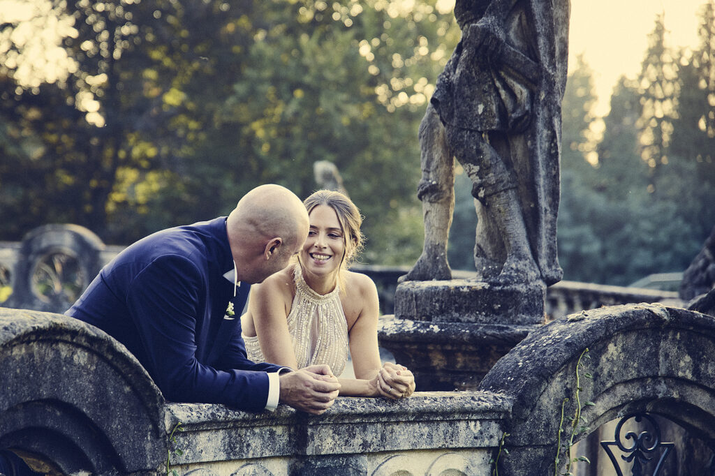 Bride and groom sharing a quiet moment after the wedding ceremony