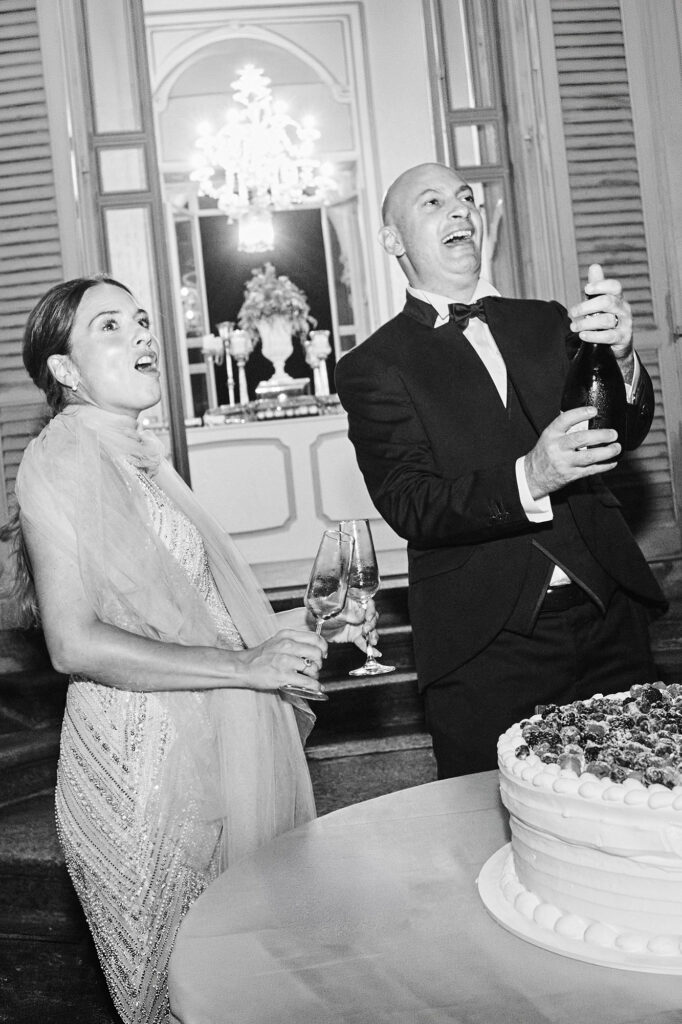 Francesca and Daniele celebrating at their wedding reception in Milan