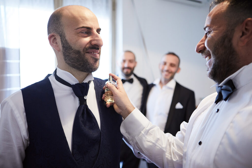 Groom getting ready with his brother before the wedding ceremony